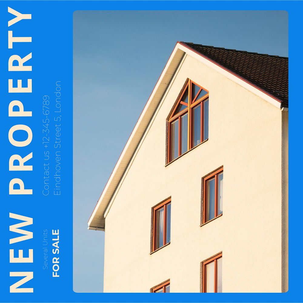 New property Instagram post template, editable text