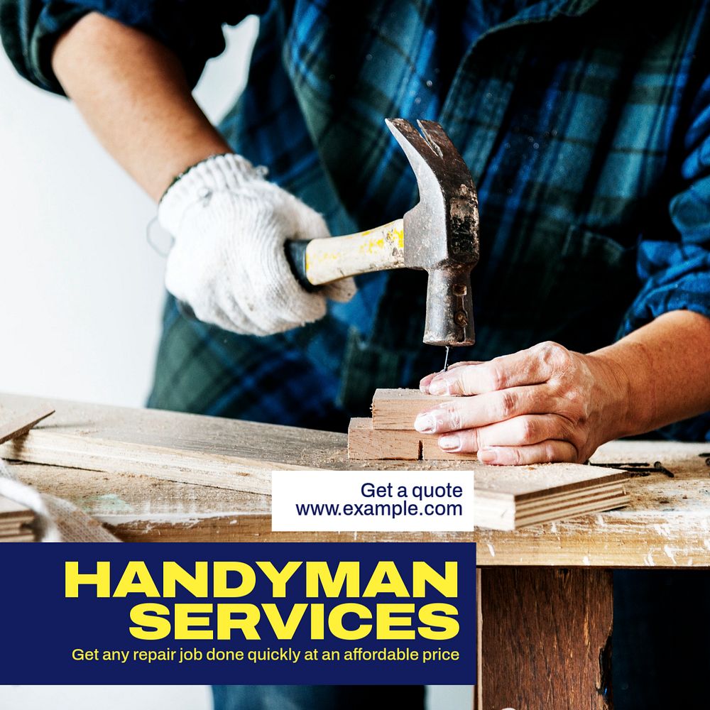 Handyman services Instagram post template, editable text