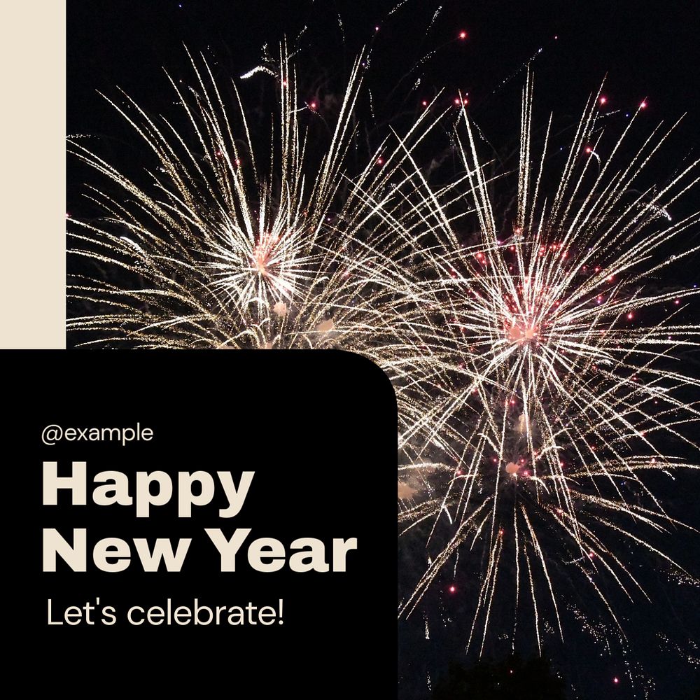 Happy new year Instagram post template, editable text