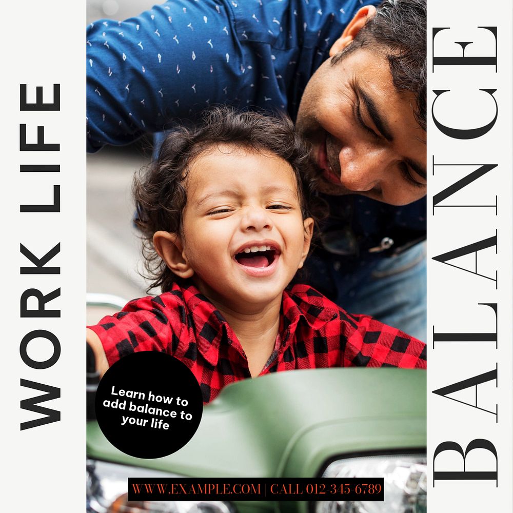 Work life balance Instagram post template, editable text