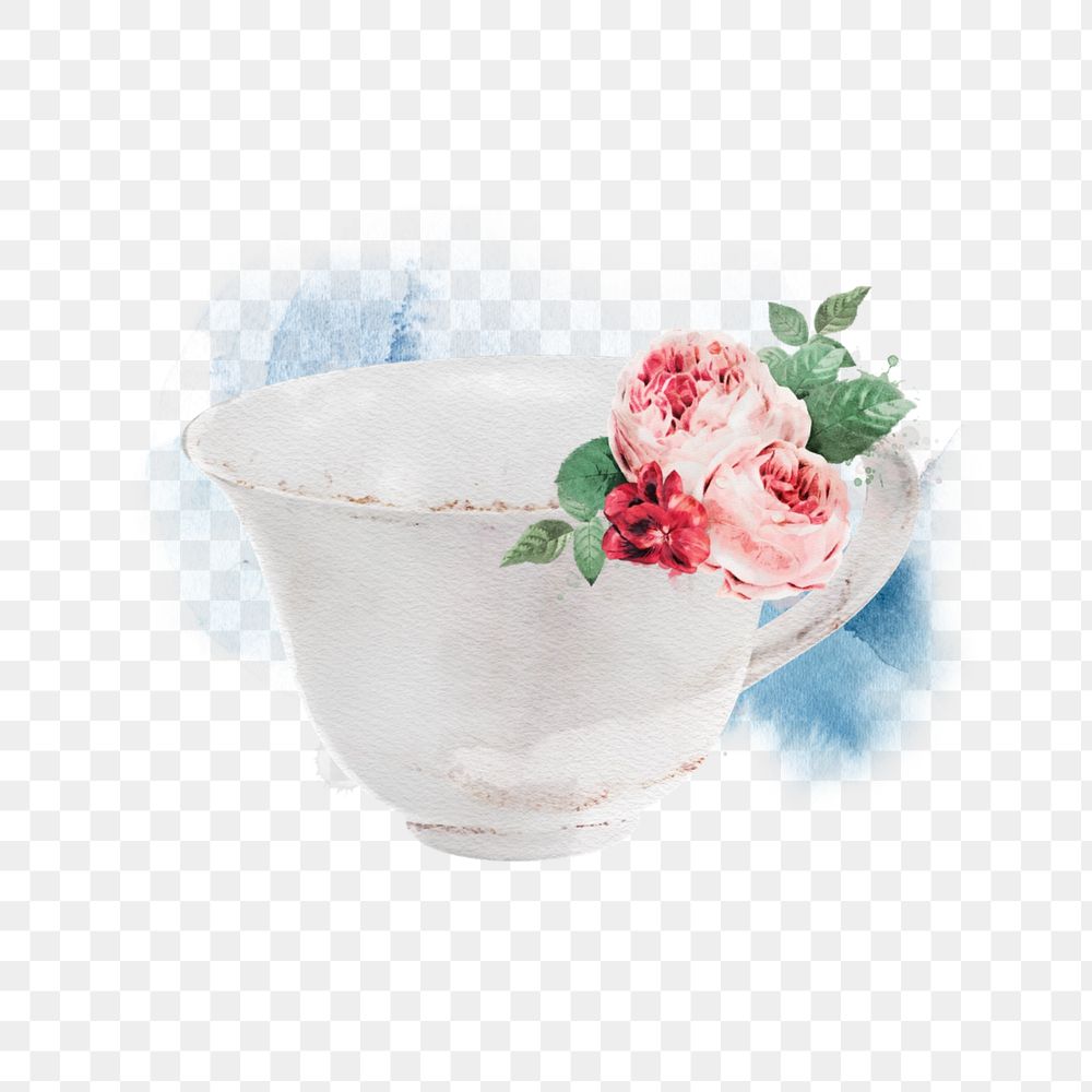 Watercolor teacup png element, editable remix design