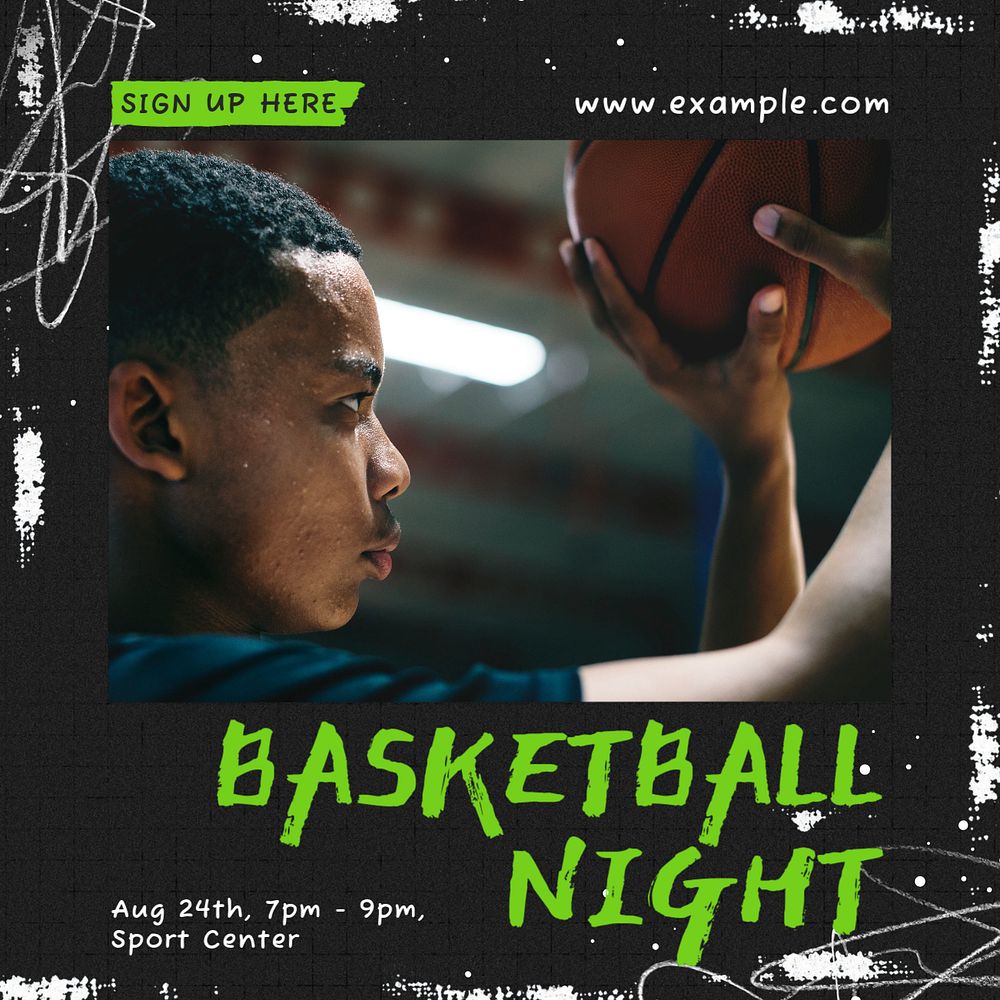 Basketball night Instagram post template, editable text