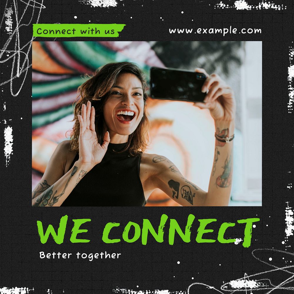 We connect Instagram post template, editable text