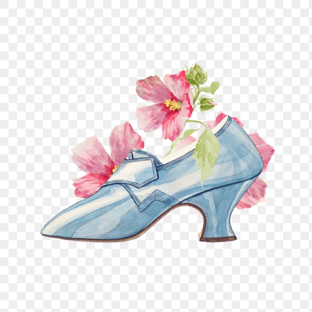 Watercolor vintage shoe png element, editable remix design