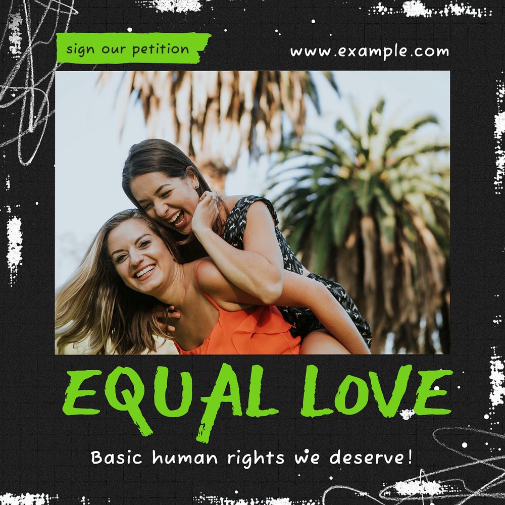 Equal love Instagram post template, editable text