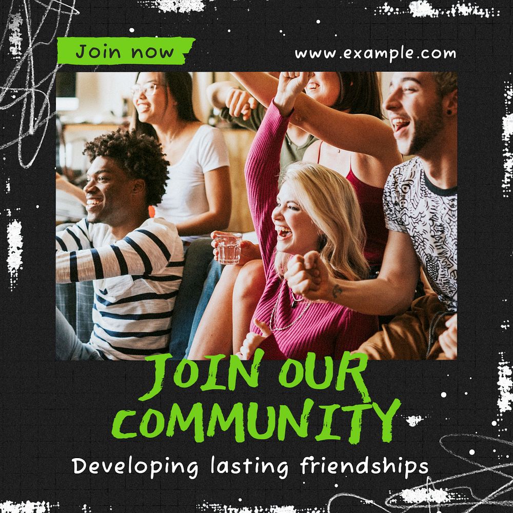 Join our community Instagram post template, editable text