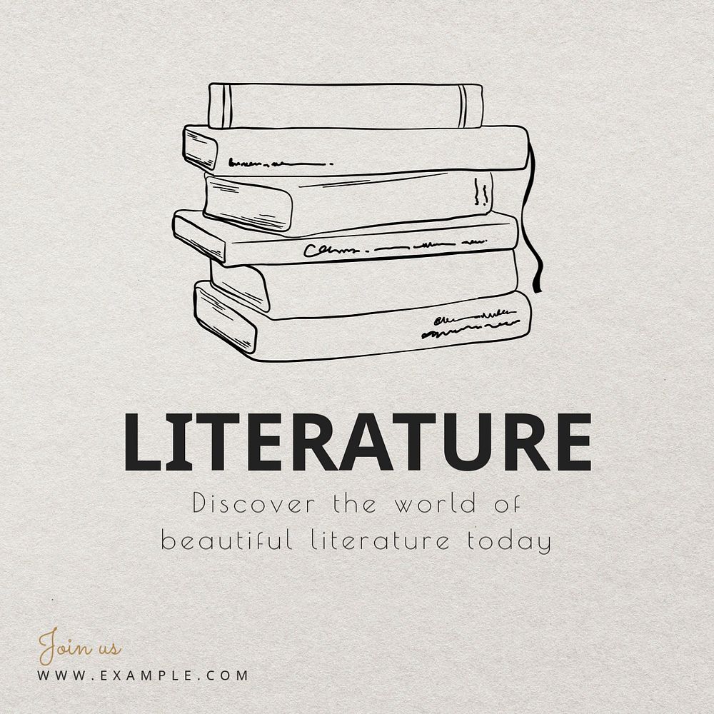 Literature Instagram post template, editable text