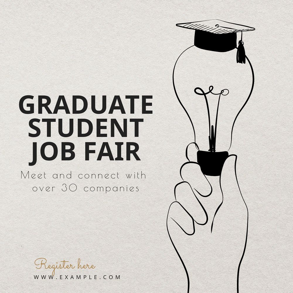 Graduate student job fair Instagram post template, editable text