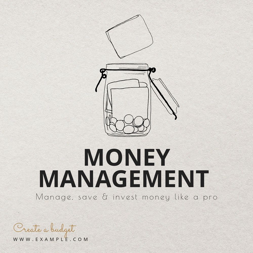 Money management Instagram post template, editable text