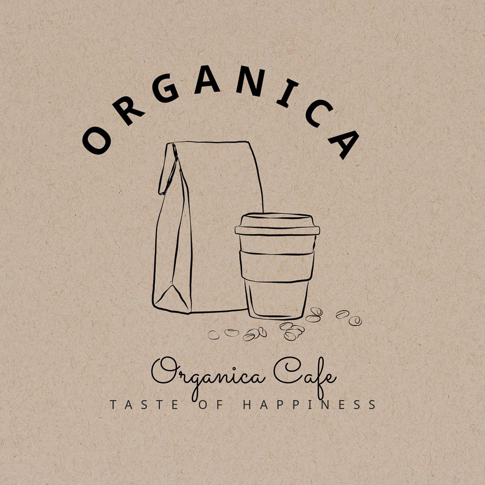 Coffee shop logo template, editable text