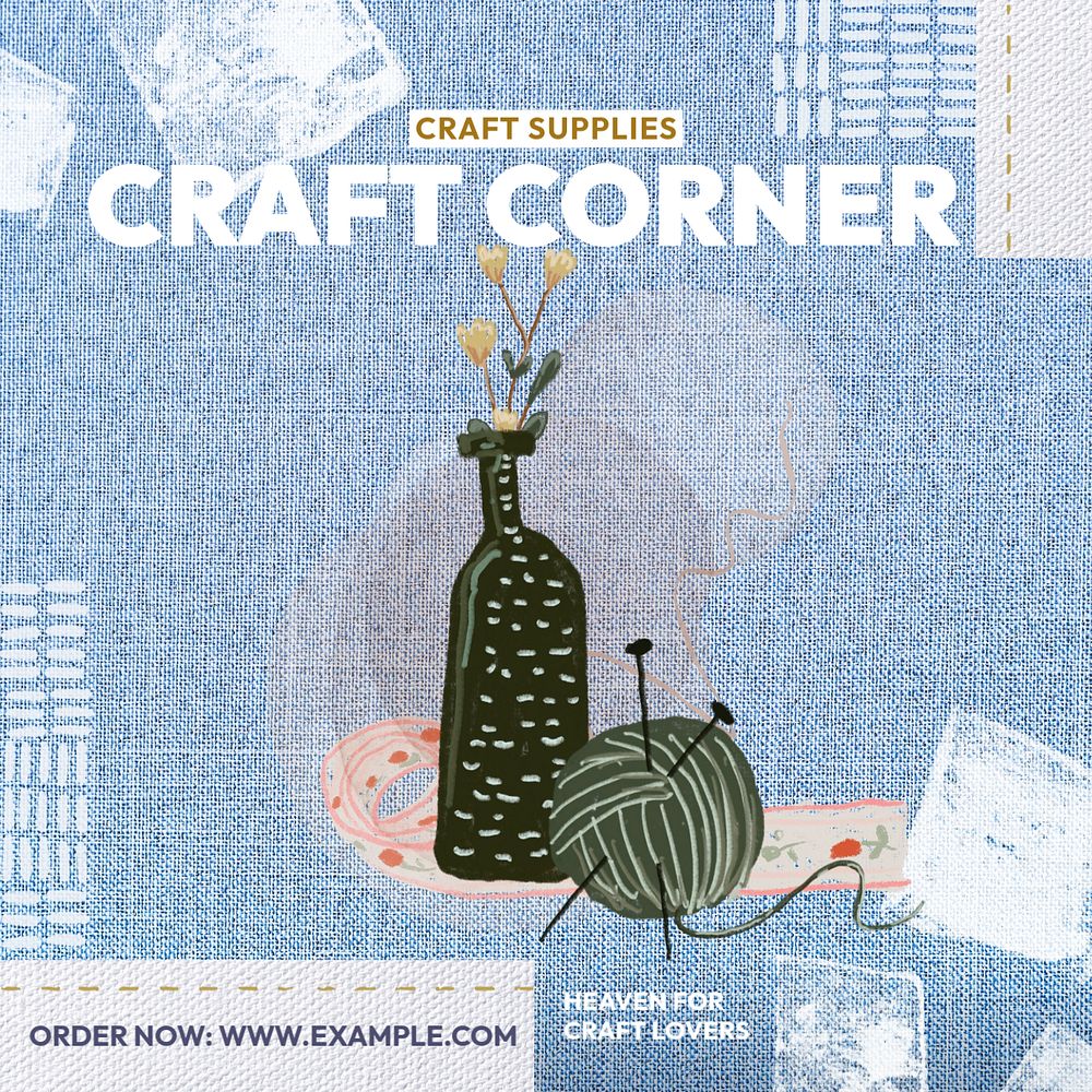 Craft corner Instagram post template, editable text