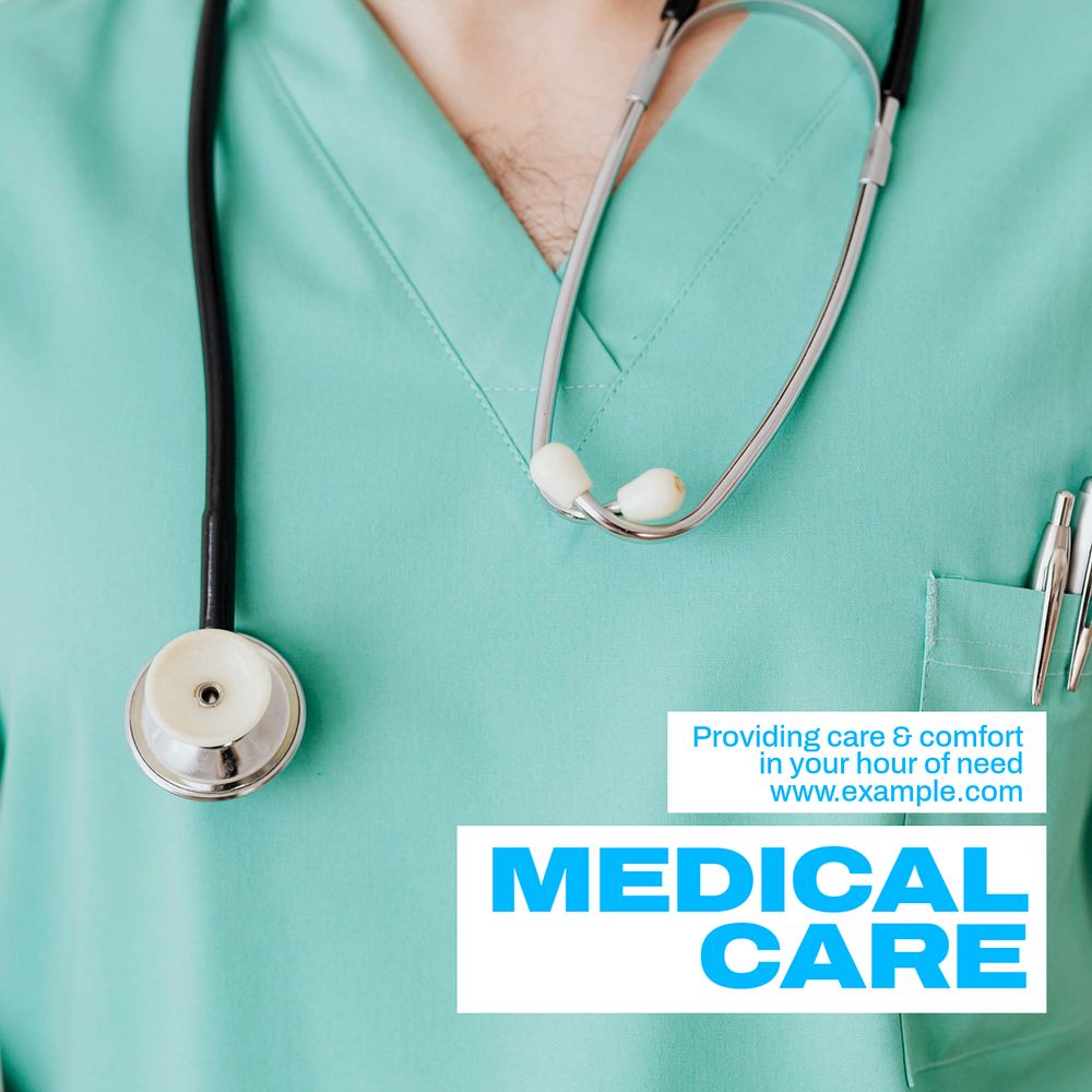 Medical care Instagram post template, editable text