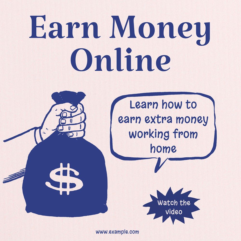 Earn money Instagram post template, editable text