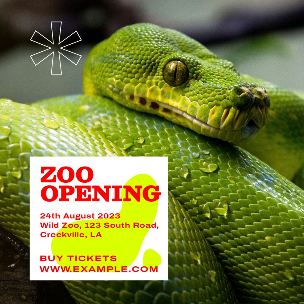 Zoo opening Instagram post template, editable text