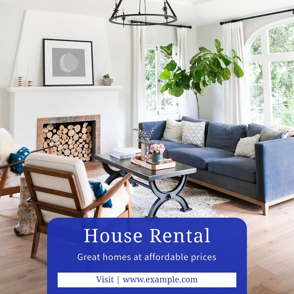 House rental Instagram post template, editable text