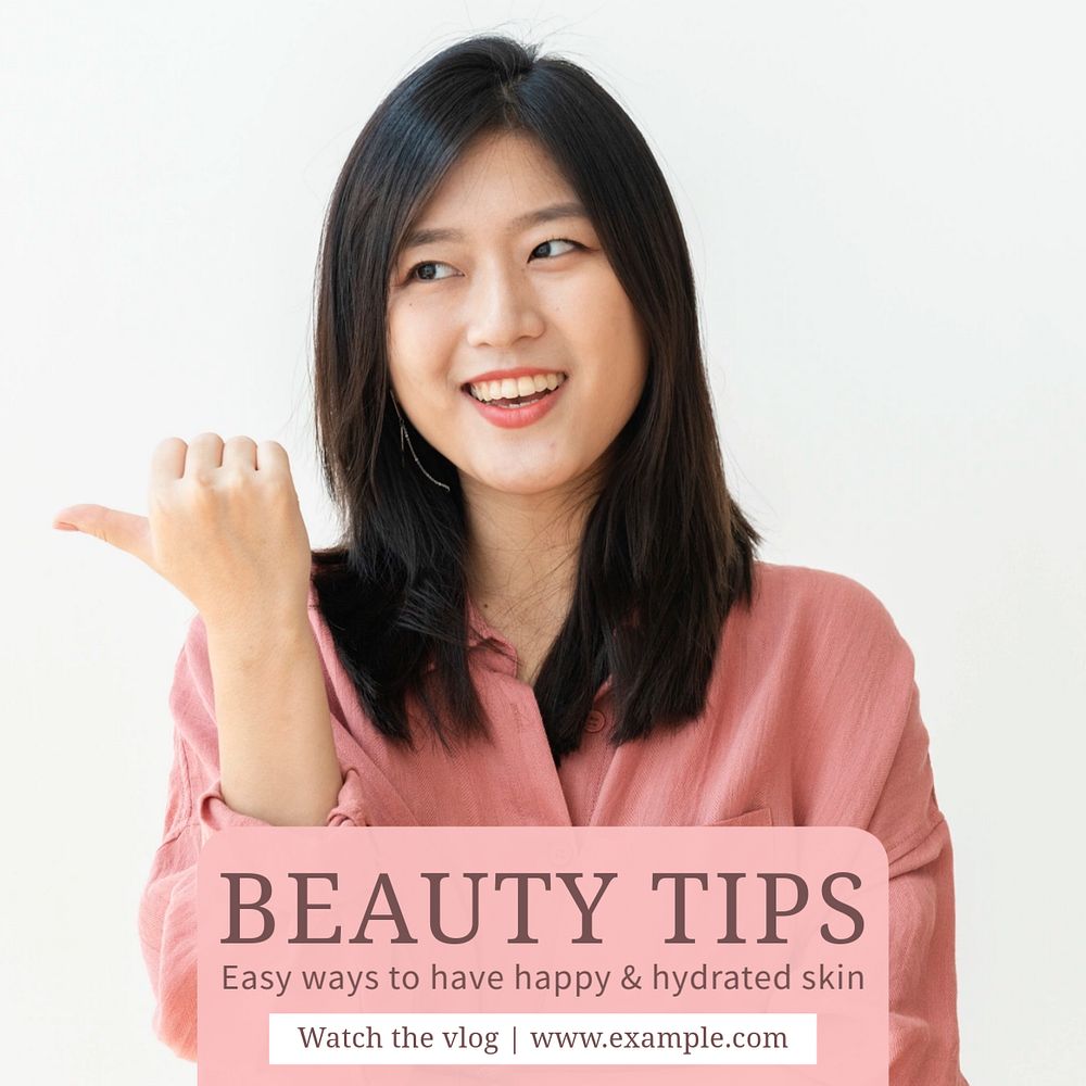 Beauty tips Instagram post template, editable text