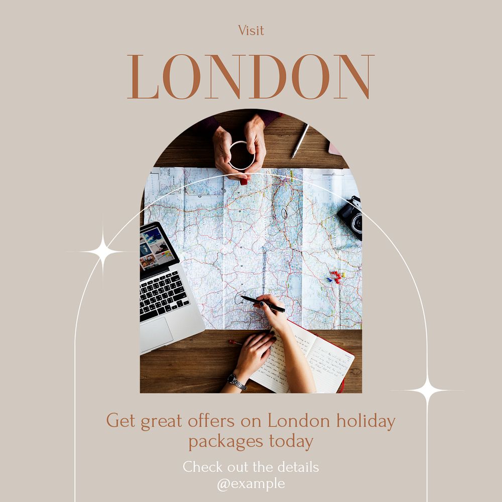 London holiday Instagram post template, editable text