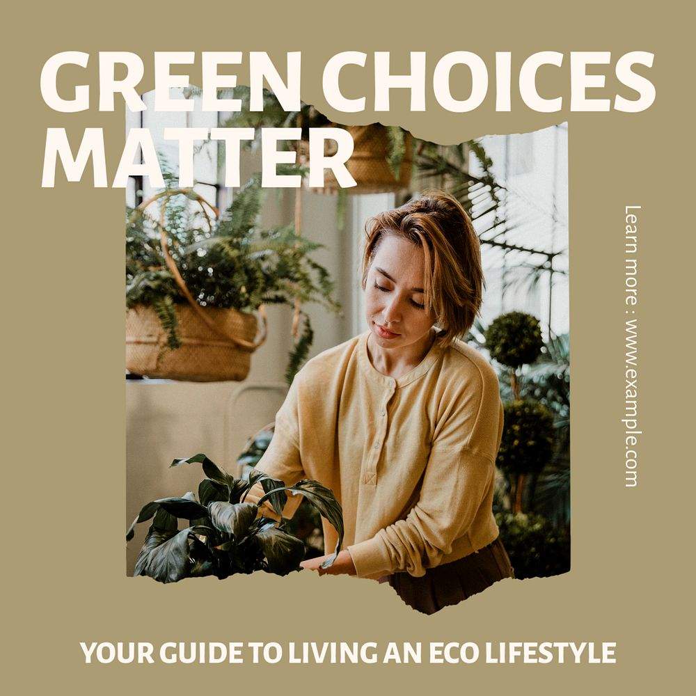 Eco lifestyle Instagram post template, editable text