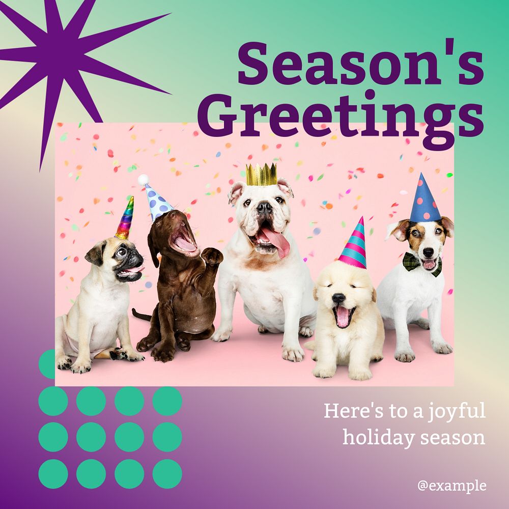 Season's greetings Instagram post template, editable text