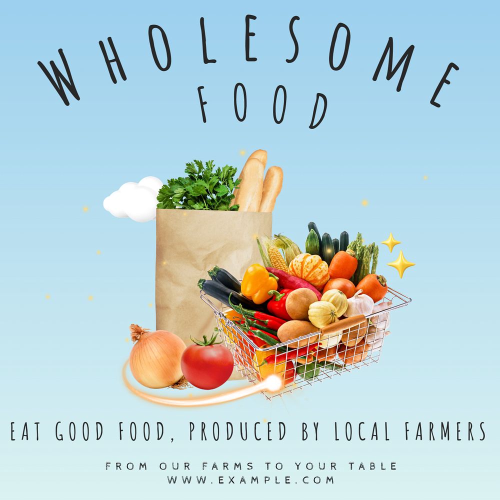 Wholesome food Facebook post template, editable design