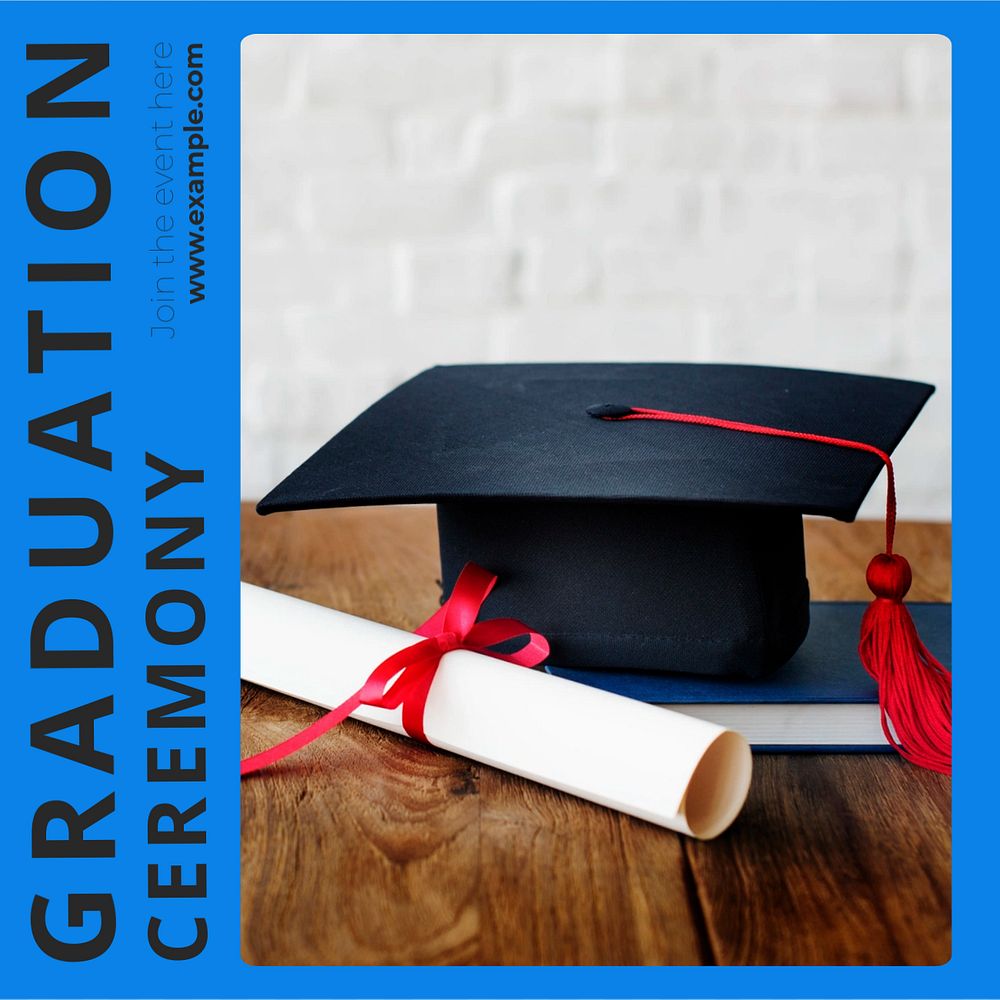 Graduation ceremony Instagram post template, editable text