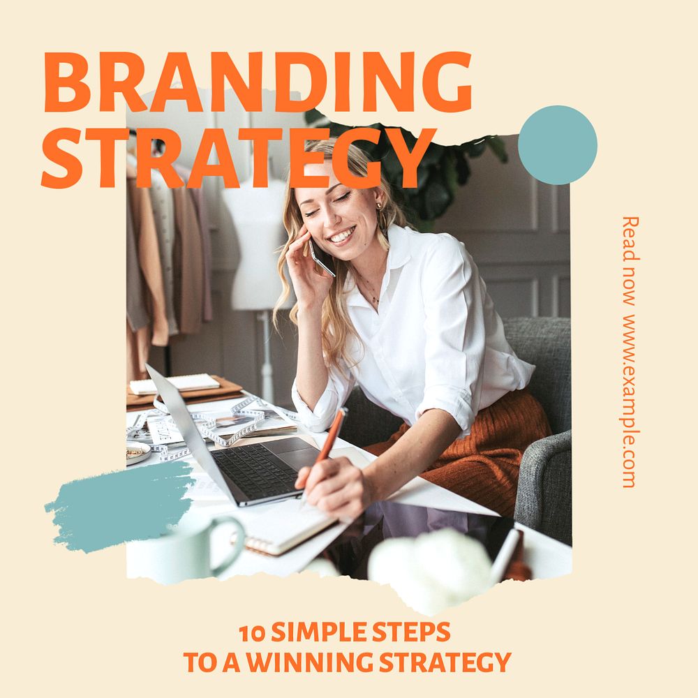 Branding strategy Instagram post template, editable text