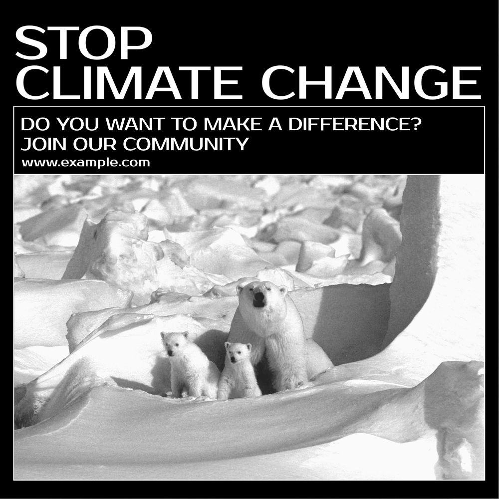 Stop climate change  Instagram post template, editable text