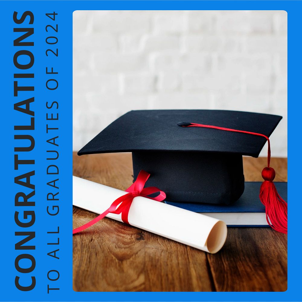 Graduation message Instagram post template, editable text