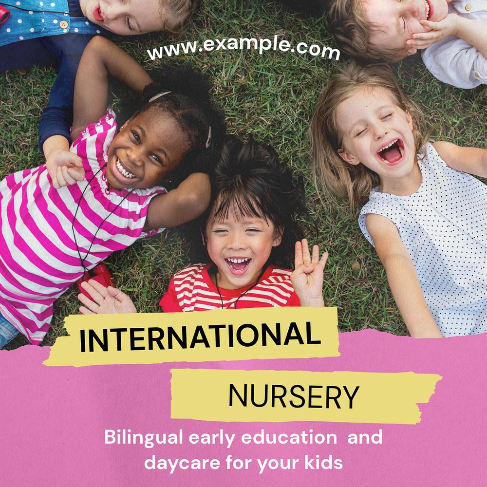 International nursery Instagram post template, editable text