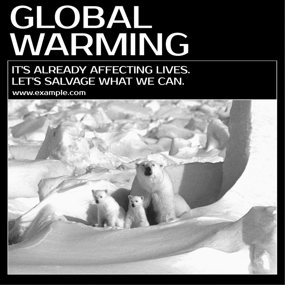 Global warming  Instagram post template, editable text