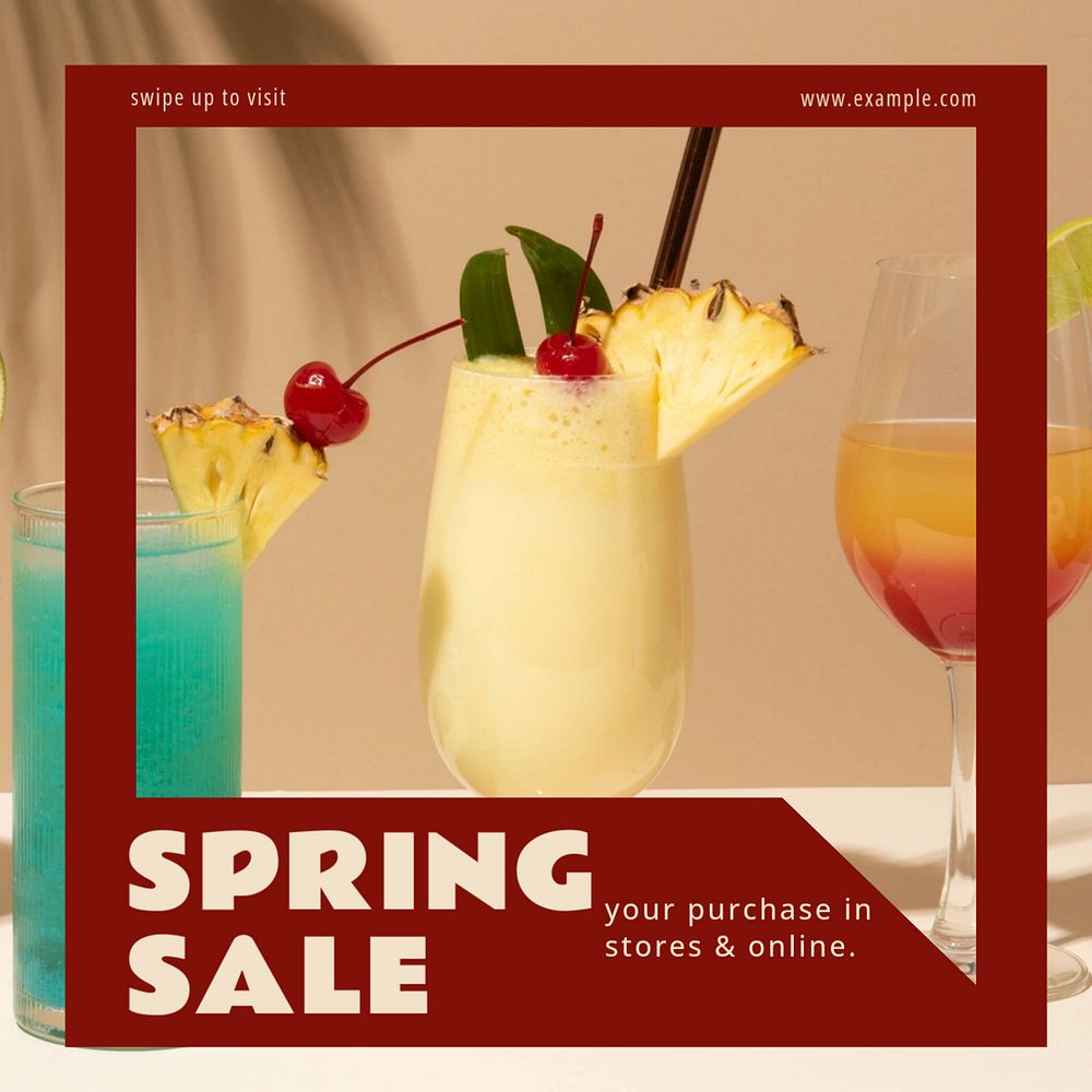 Spring sale Instagram post template, editable text