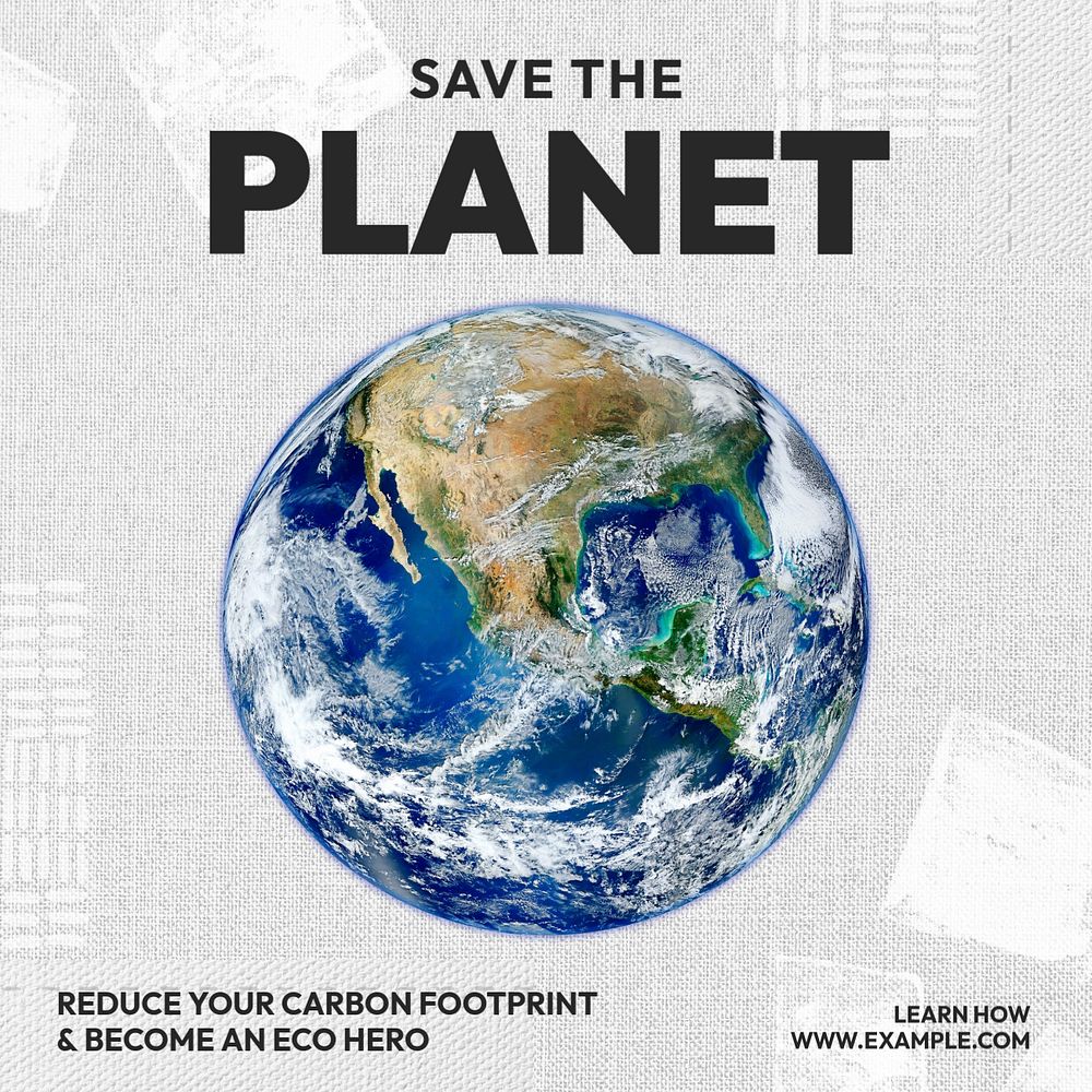 Save the planet Instagram post template, editable text