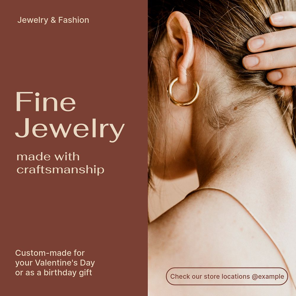 Fine jewelry Instagram post template, editable text