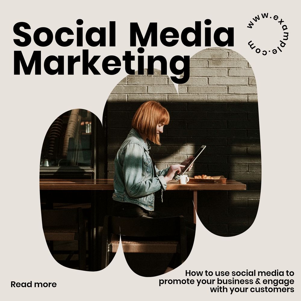 Social media marketing Instagram post template, editable text