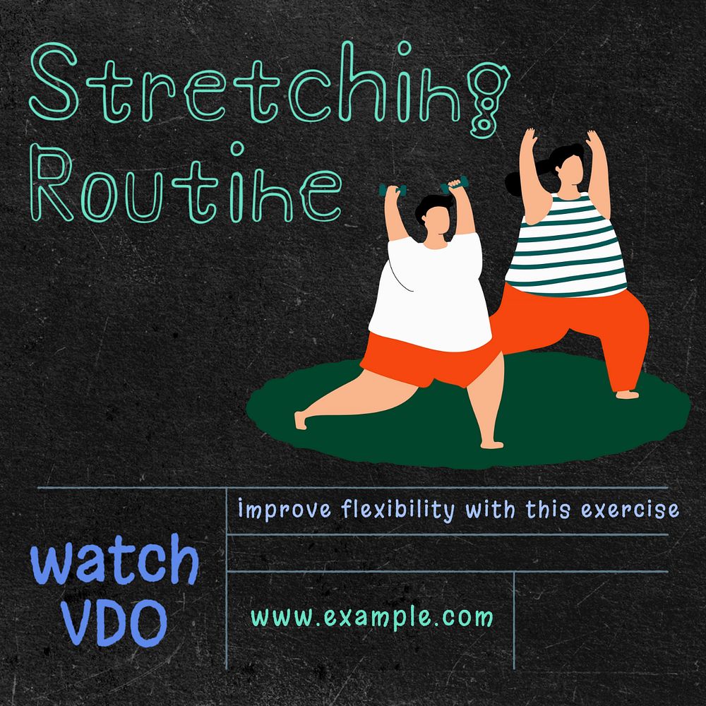 Stretching routine Instagram post template, editable text