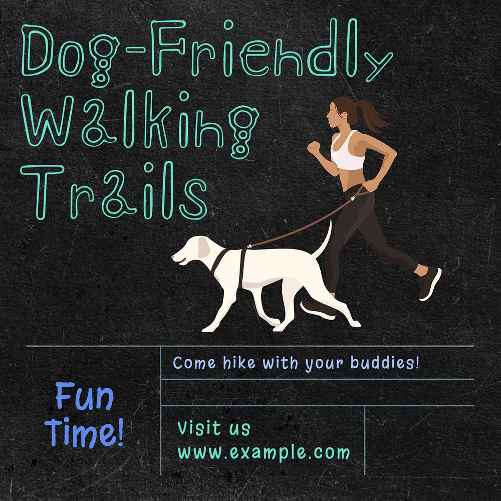 Dog-friendly walking trails Instagram post template, editable text