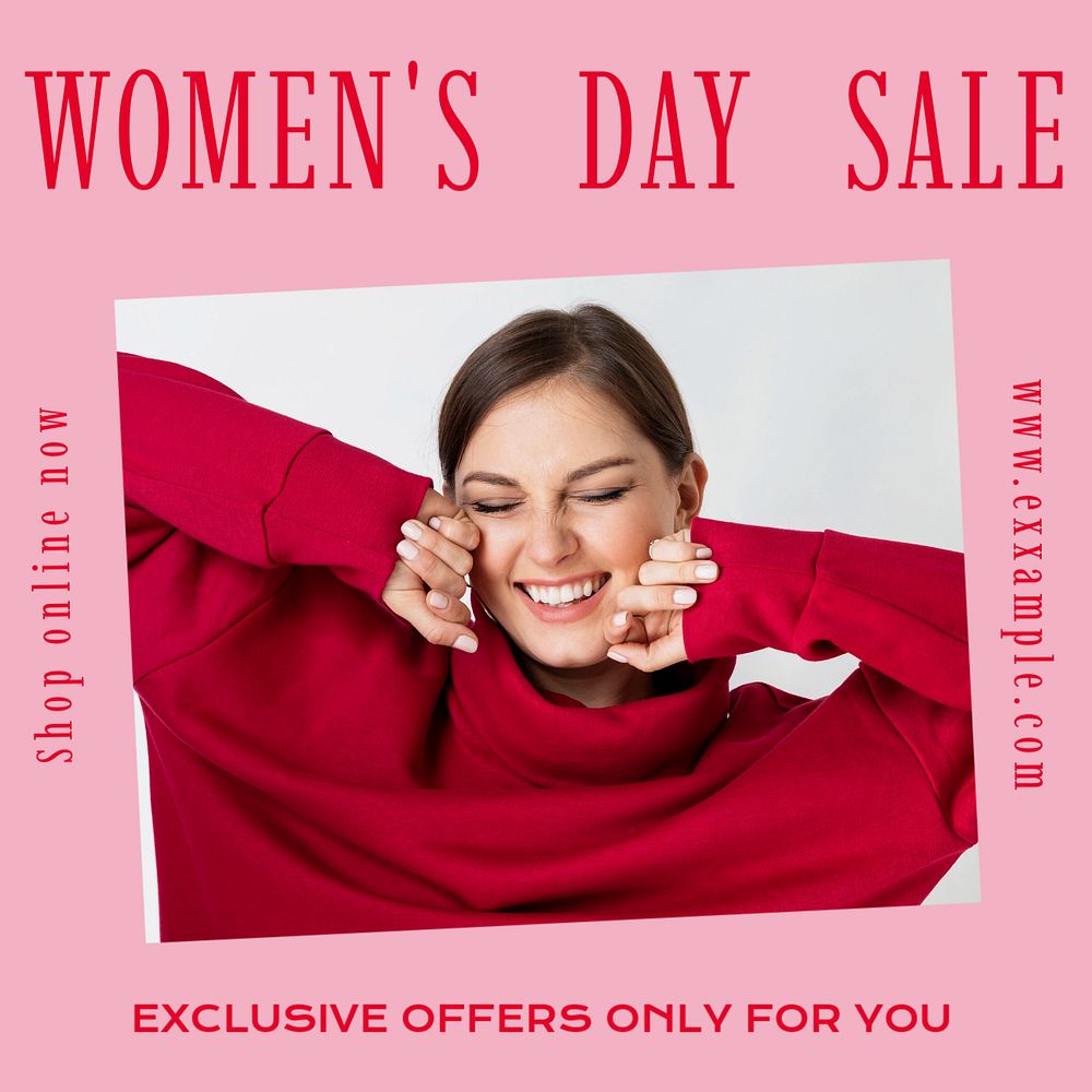 Women's day sale Instagram post template, editable text