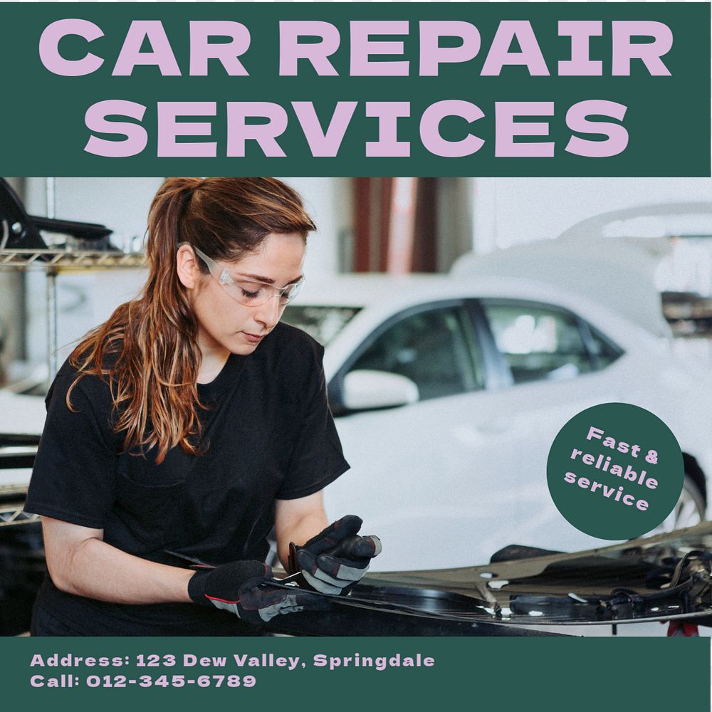 Car repair Instagram post template, editable text