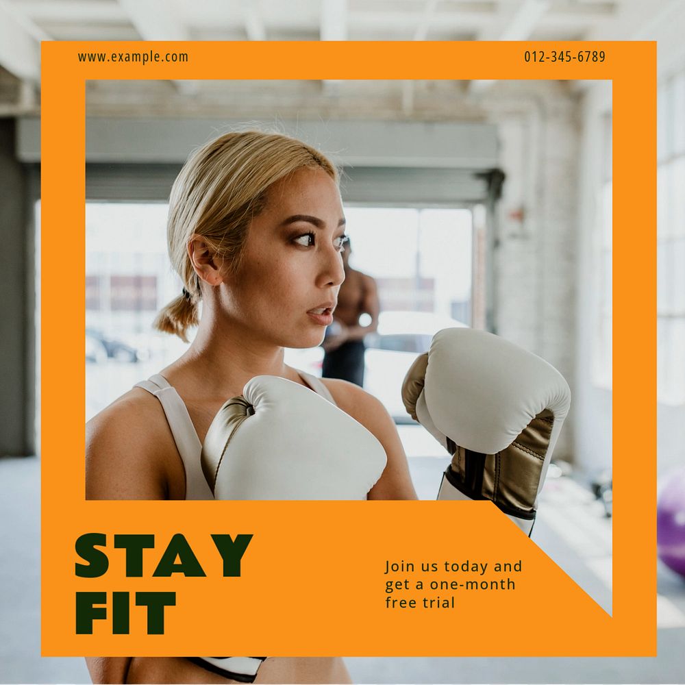 Stay fit Instagram post template, editable text