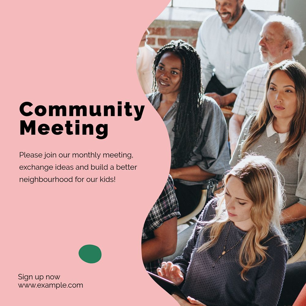 Community meeting Facebook post template, editable design