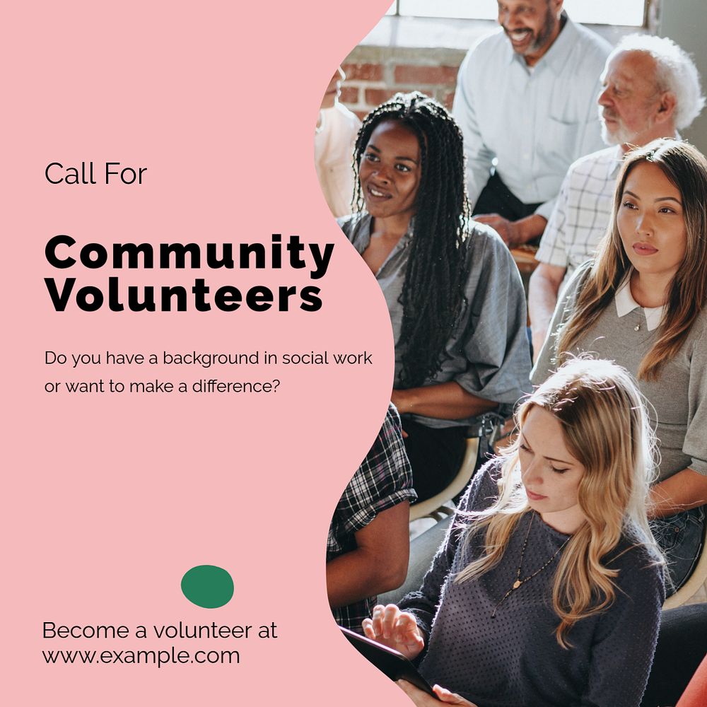 Community volunteers Facebook post template, editable design