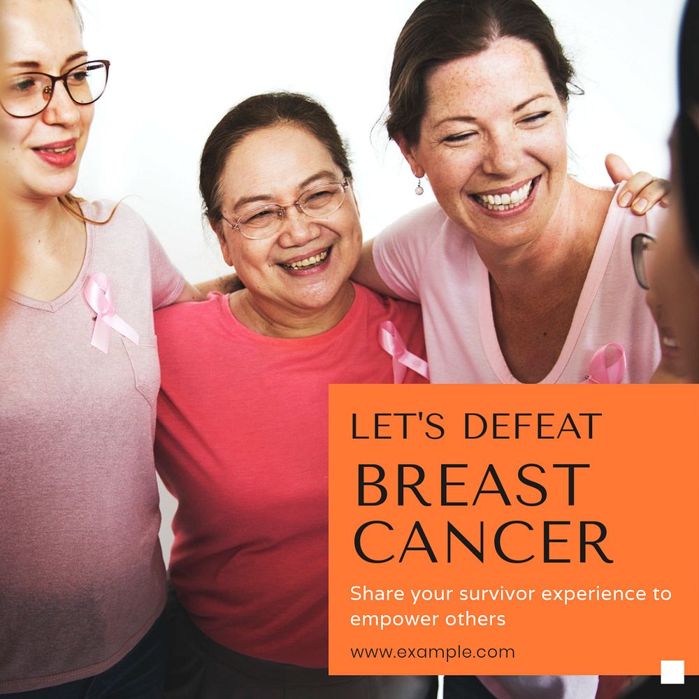 Breast cancer Facebook post template, editable design