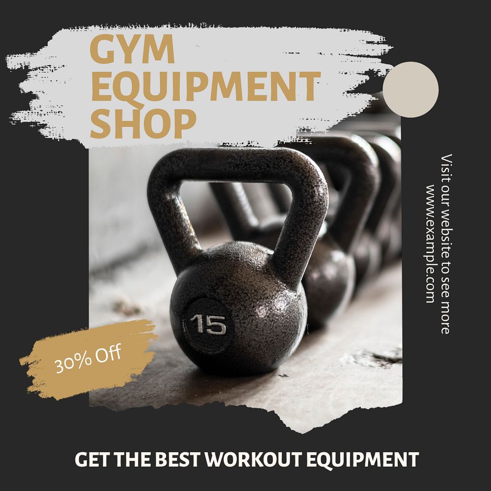 Gym equipment Instagram post template, editable text