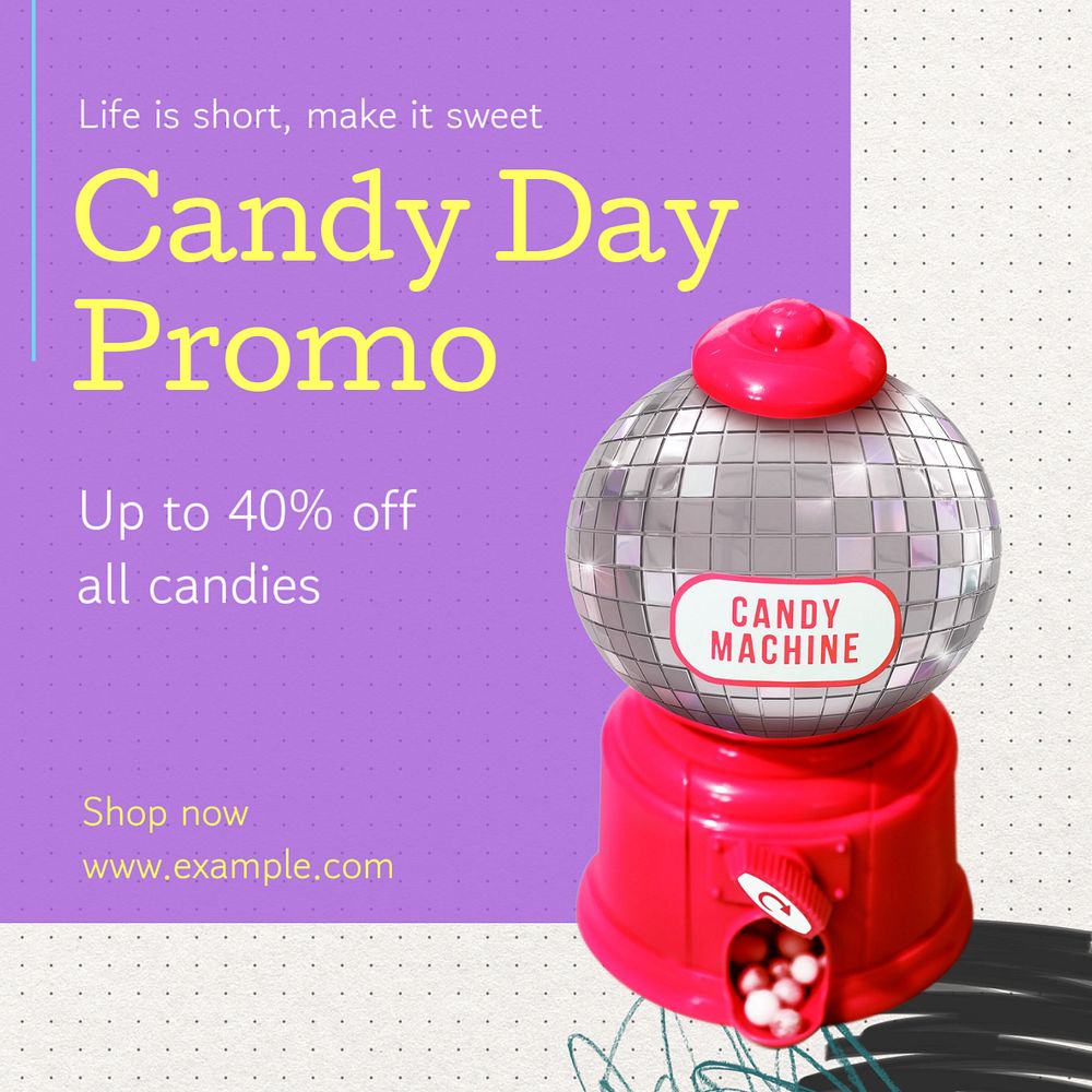 Candy day promo post template, editable social media design