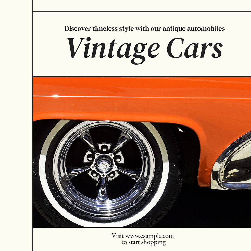 Vintage cars Facebook post template, editable design