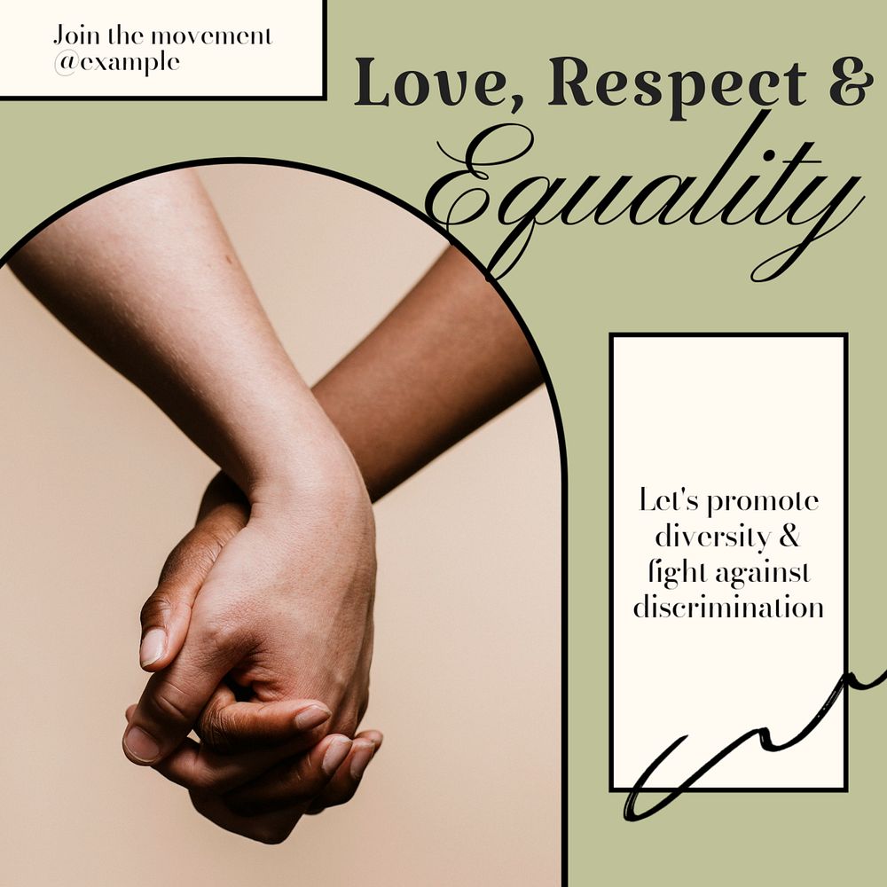 Love, respect & equality post template, editable social media design