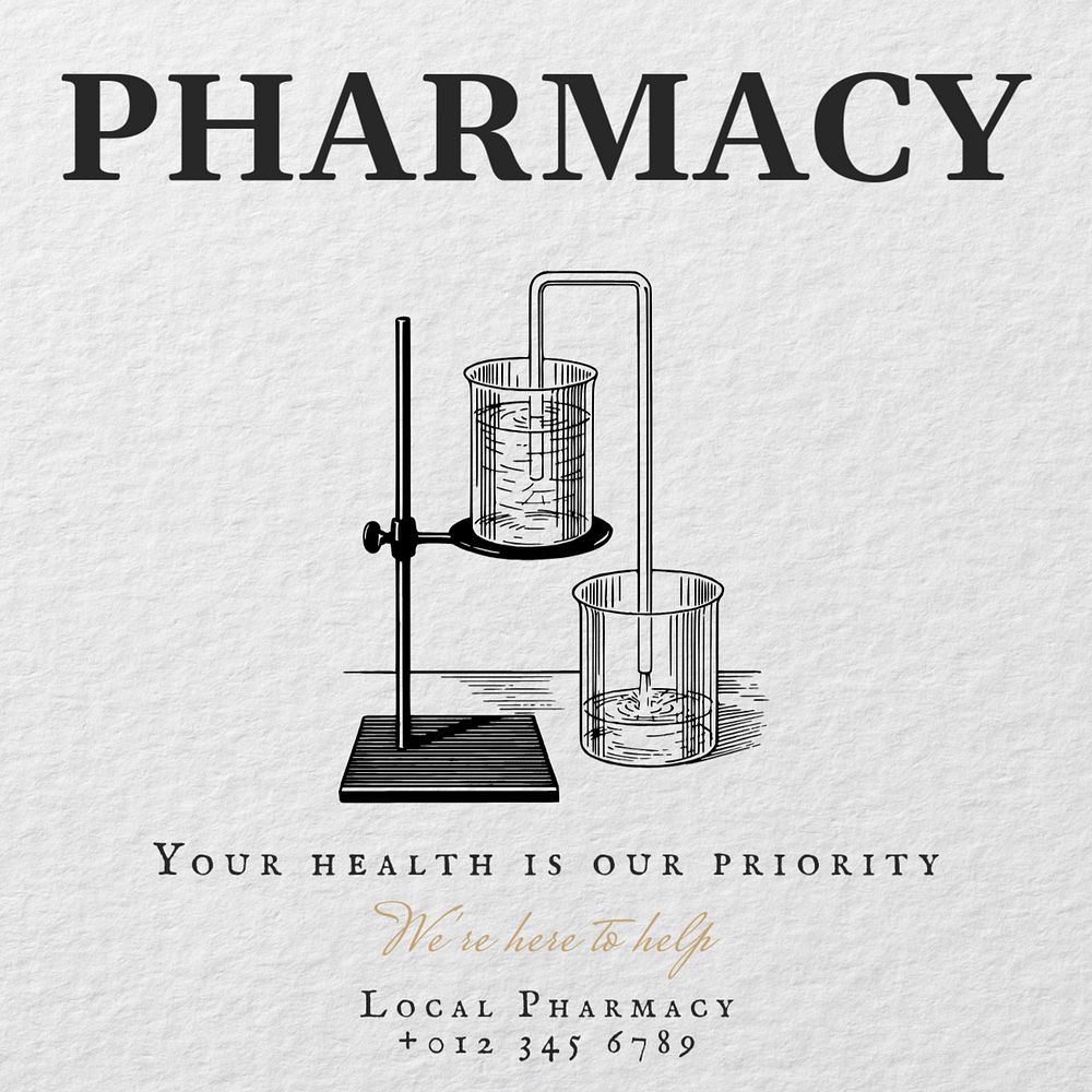 Pharmacy Instagram post template, editable text