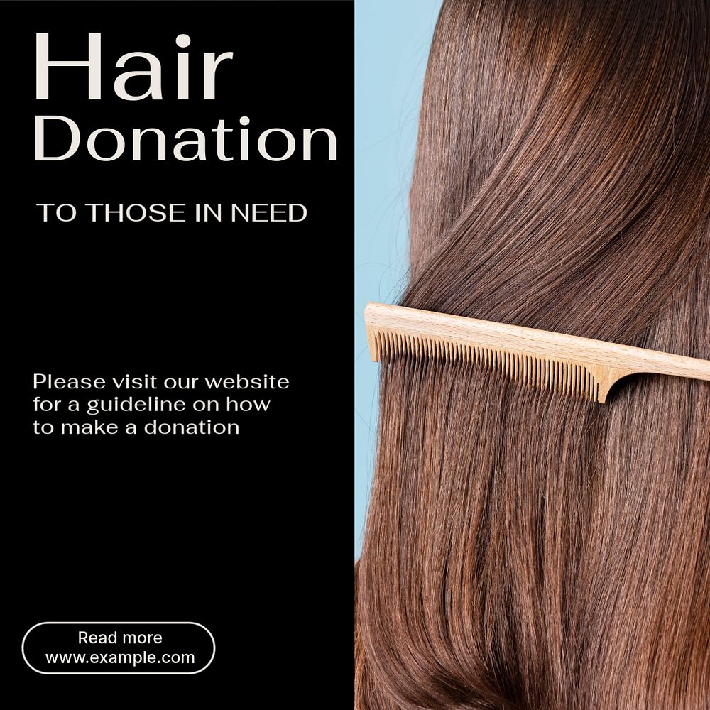 Hair donation   Instagram post template, editable text