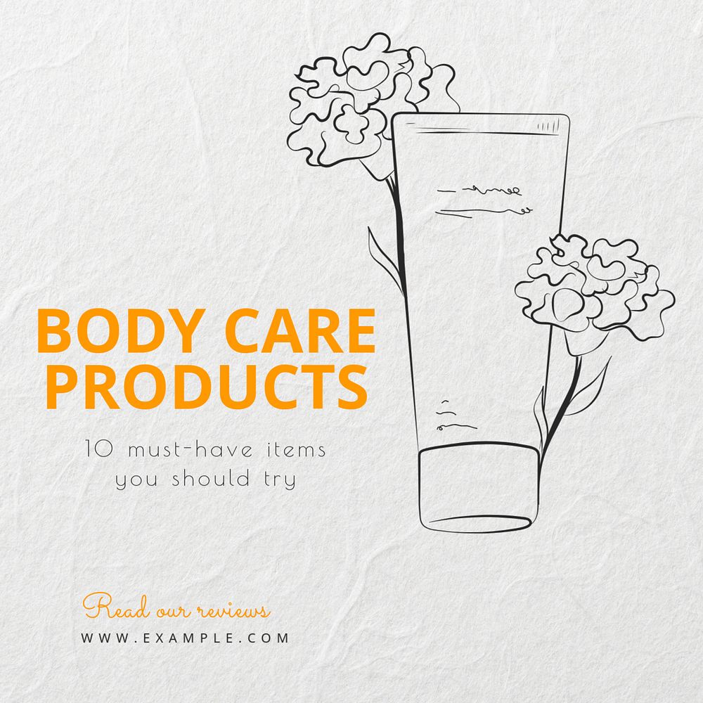 Body care products Instagram post template, editable text