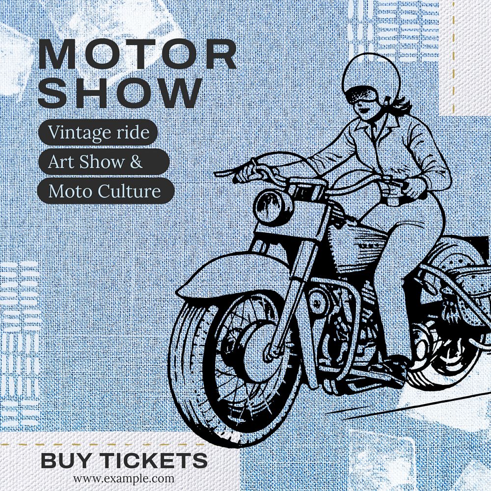 Motor show Instagram post template, editable text